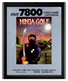 Cartridge artwork for Ninja Golf on the Atari 7800.