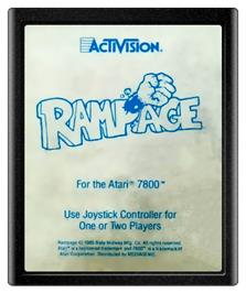 Cartridge artwork for Rampage on the Atari 7800.