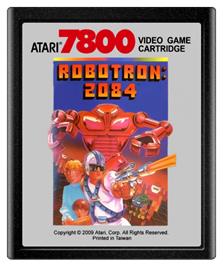 Cartridge artwork for Robotron on the Atari 7800.