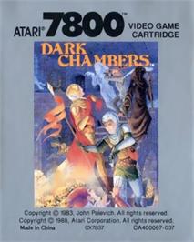 Top of cartridge artwork for Dark Chambers on the Atari 7800.