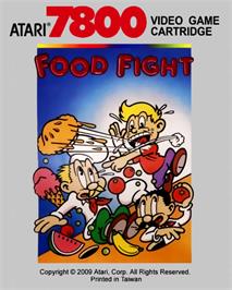 Top of cartridge artwork for Food Fight on the Atari 7800.