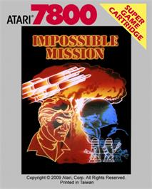 Top of cartridge artwork for Impossible Mission on the Atari 7800.