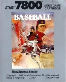 Top of cartridge artwork for RealSports Baseball on the Atari 7800.