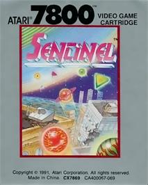 Top of cartridge artwork for Sentinel on the Atari 7800.