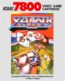 Top of cartridge artwork for Xevious on the Atari 7800.