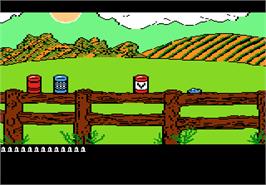 In game image of Barnyard Blaster on the Atari 7800.