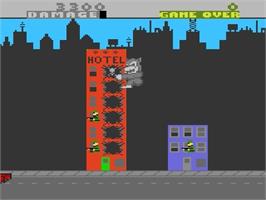 In game image of Rampage on the Atari 7800.