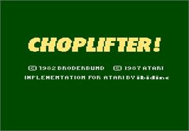 Title screen of Choplifter on the Atari 7800.