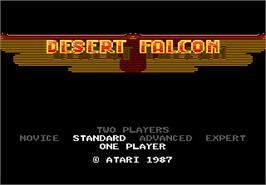 Title screen of Desert Falcon on the Atari 7800.