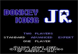 Title screen of Donkey Kong Junior on the Atari 7800.