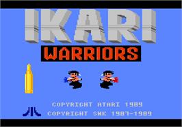 Title screen of Ikari Warriors on the Atari 7800.