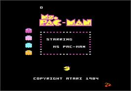 Title screen of Ms. Pac-Man on the Atari 7800.