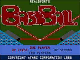 Title screen of RealSports Baseball on the Atari 7800.