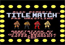 Title screen of Title Match Pro Wrestling on the Atari 7800.