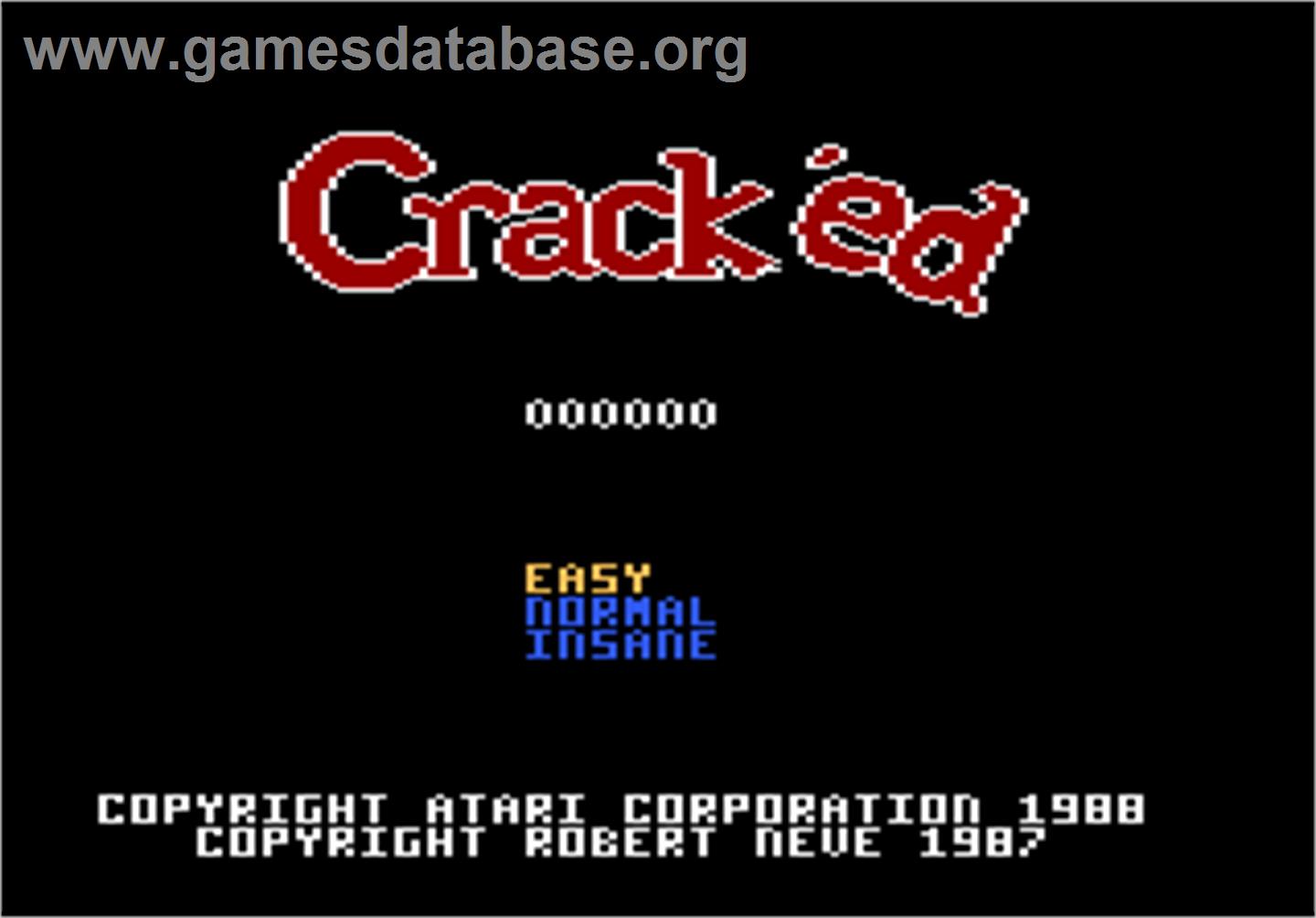 Crack'ed - Atari 7800 - Artwork - Title Screen