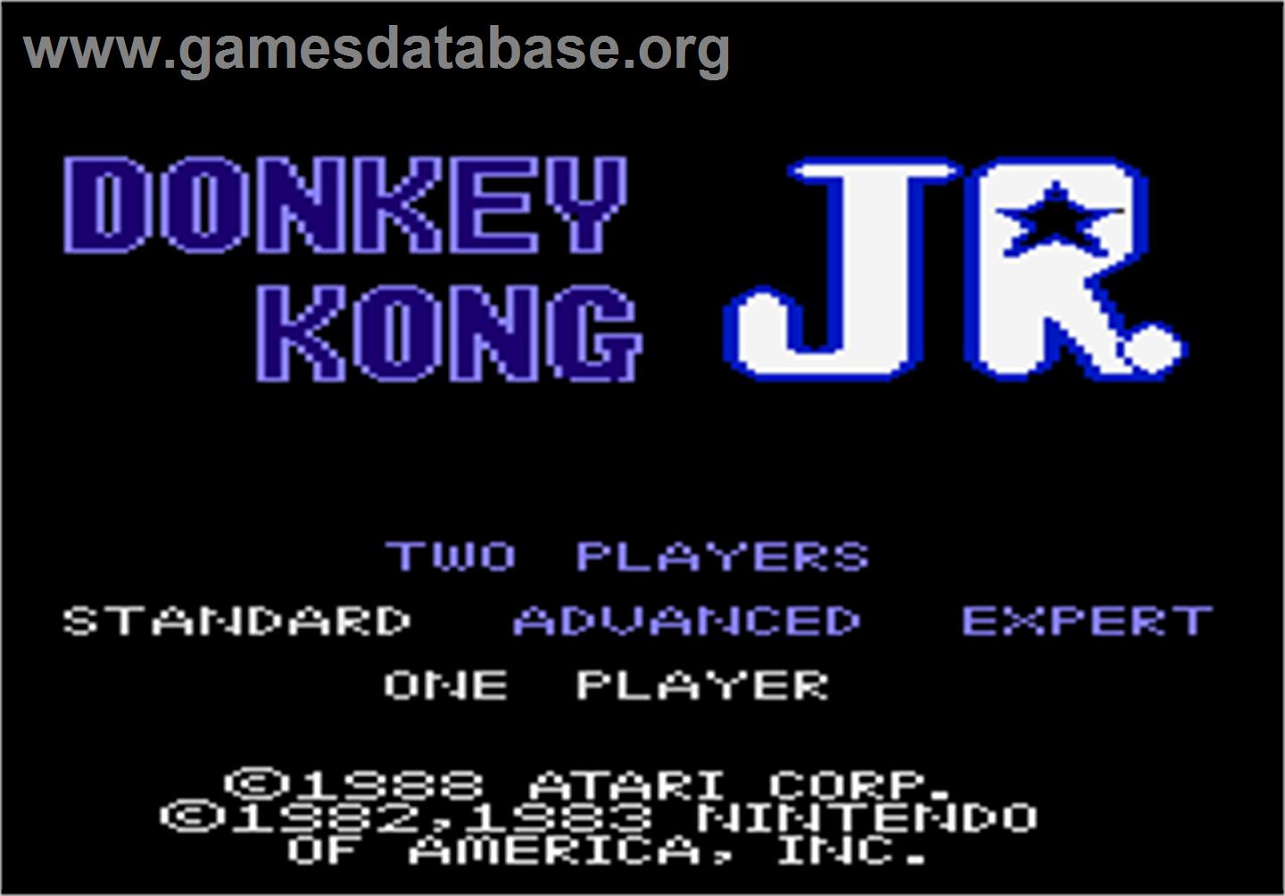 Donkey Kong Junior - Atari 7800 - Artwork - Title Screen