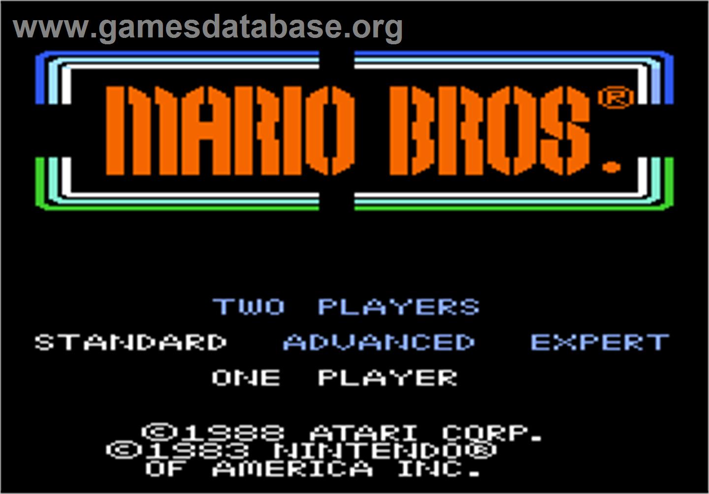Mario Bros. - Atari 7800 - Artwork - Title Screen