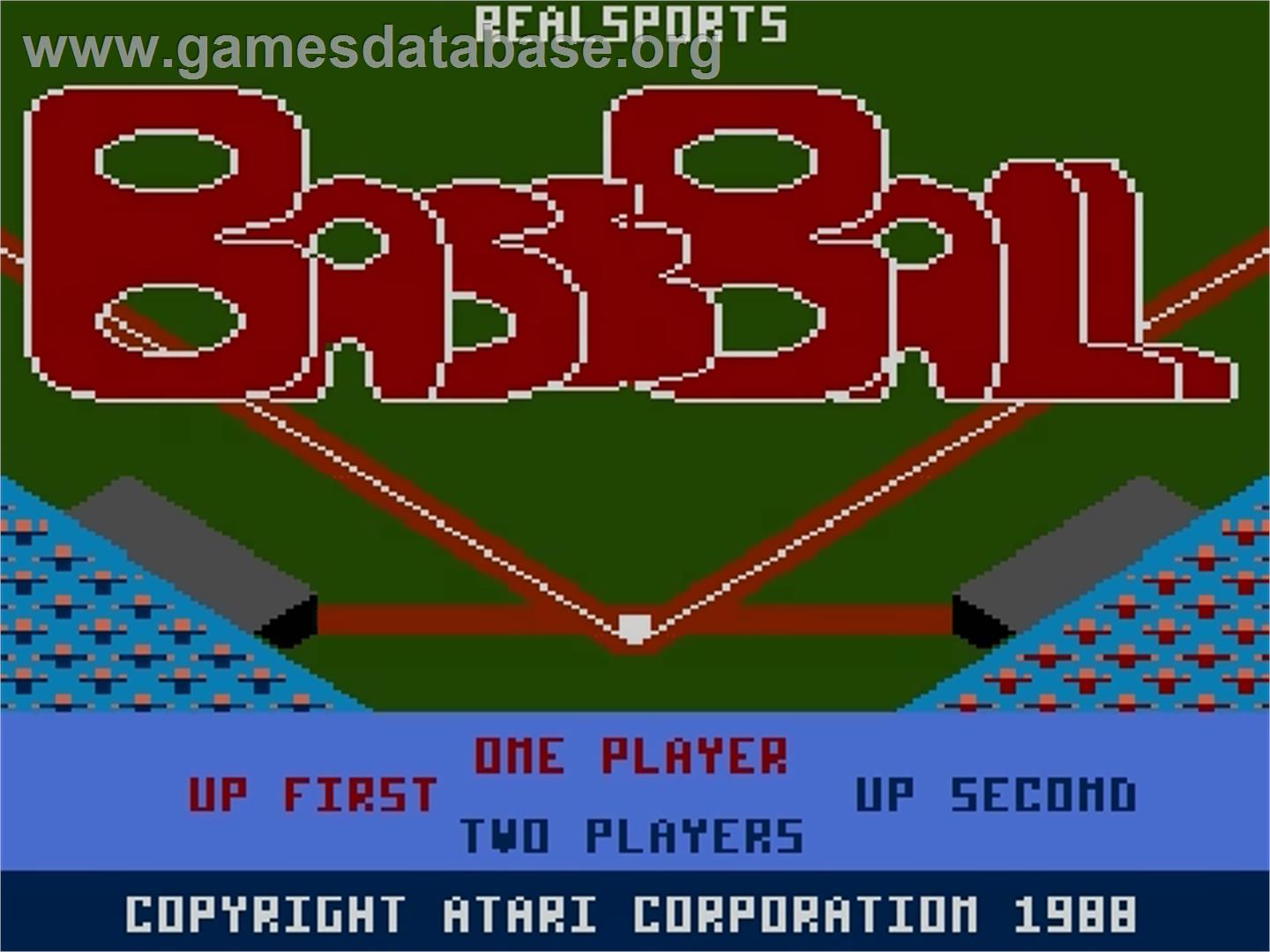RealSports Baseball - Atari 7800 - Artwork - Title Screen
