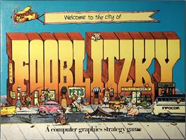 Box cover for Fooblitzky on the Atari 8-bit.
