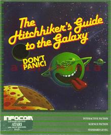 Box cover for Hitch Hiker's Guide to the Galaxy on the Atari 8-bit.