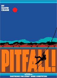 Box cover for Pitfall on the Atari 8-bit.