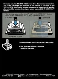 Box back cover for 3D Tic-Tac-Toe on the Atari 8-bit.