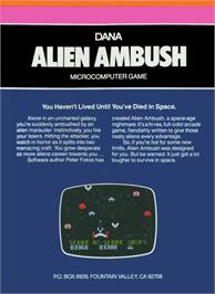 Box back cover for Alien Ambush on the Atari 8-bit.