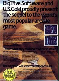 Box back cover for Bounty Bob Strikes Back on the Atari 8-bit.