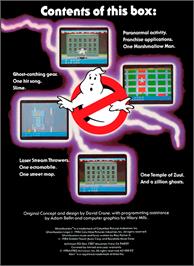 Box back cover for Ghostbusters on the Atari 8-bit.