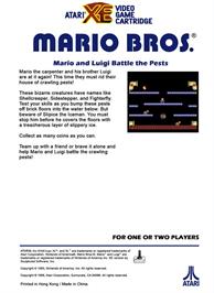 Box back cover for Mario Bros. on the Atari 8-bit.