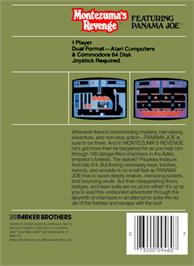 Box back cover for Montezuma's Revenge on the Atari 8-bit.