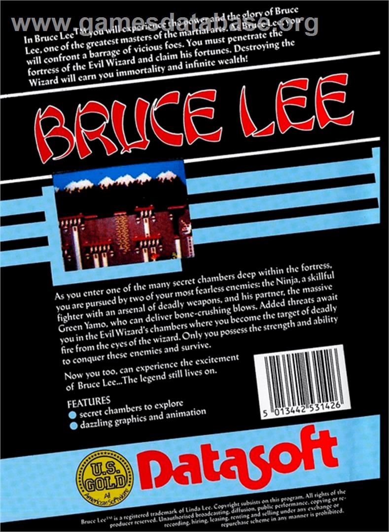 Bruce Lee - Atari 8-bit - Artwork - Box Back