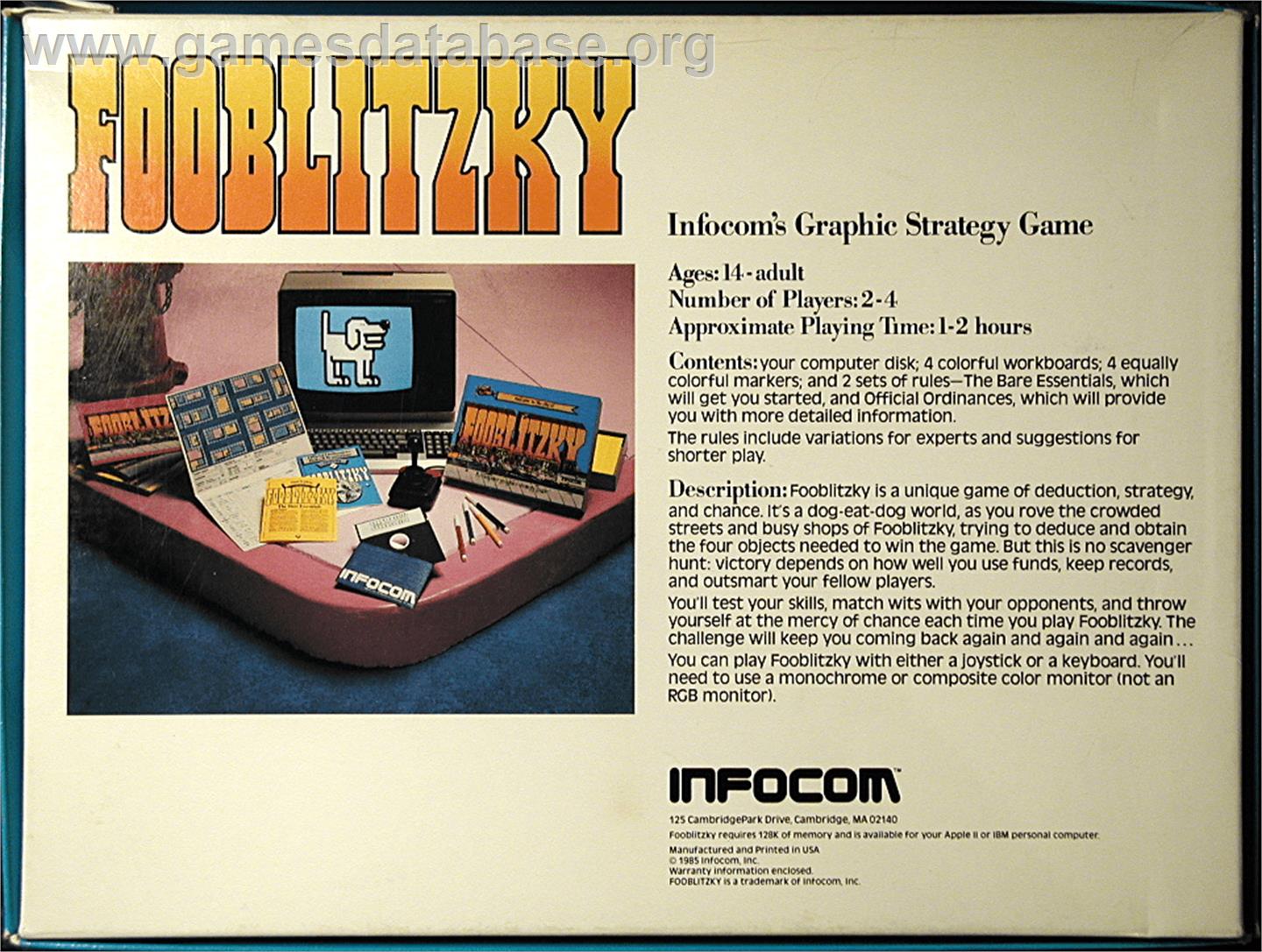 Fooblitzky - Atari 8-bit - Artwork - Box Back