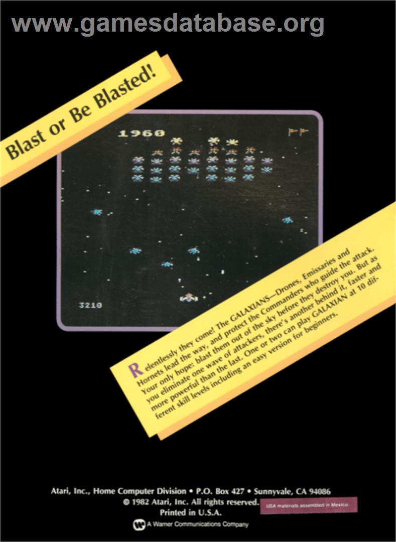Galaxy - Atari 8-bit - Artwork - Box Back