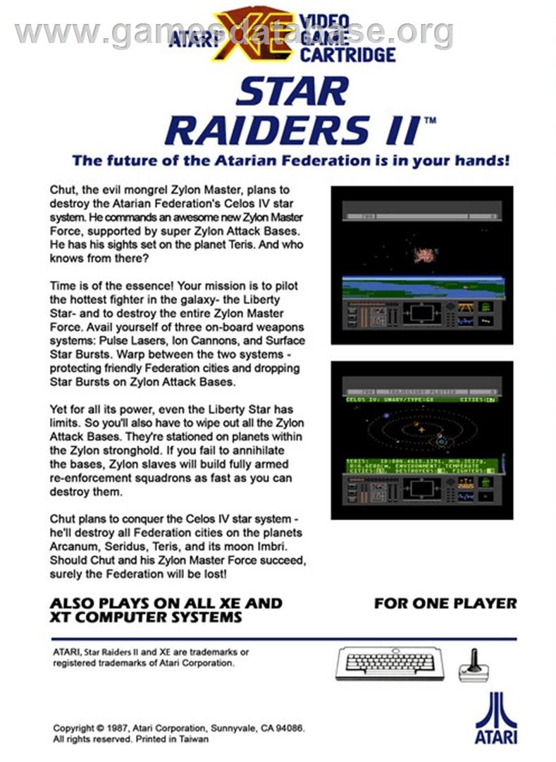 Star Raiders 2 - Atari 8-bit - Artwork - Box Back