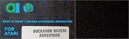Top of cartridge artwork for Adventures of Buckaroo Banzai Across the Eighth Dimension on the Atari 8-bit.