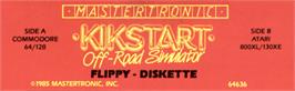 Top of cartridge artwork for Kikstart: Off-Road Simulator on the Atari 8-bit.