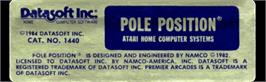 Top of cartridge artwork for Pole Position on the Atari 8-bit.