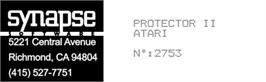 Top of cartridge artwork for Protector 2 on the Atari 8-bit.