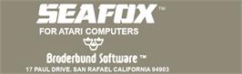 Top of cartridge artwork for Seafox on the Atari 8-bit.