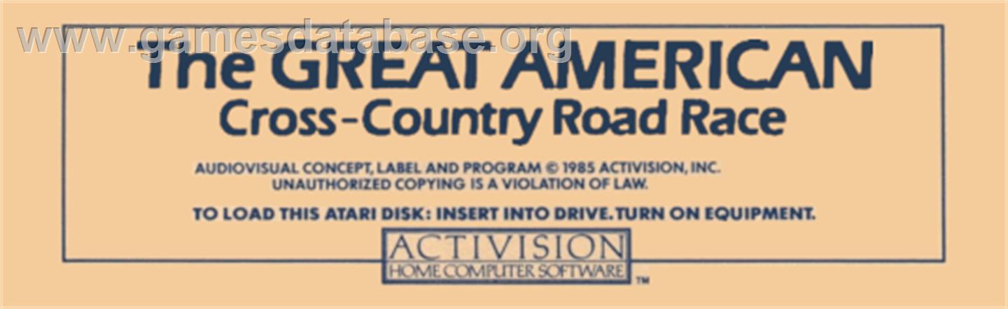 Great American Cross-Country Road Race - Atari 8-bit - Artwork - Cartridge Top