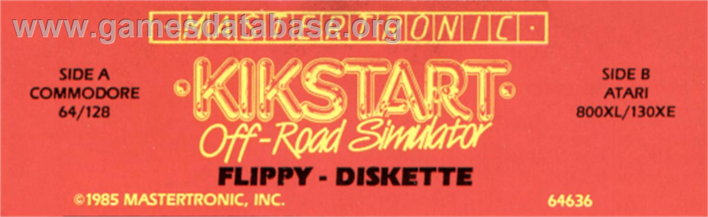 Kikstart: Off-Road Simulator - Atari 8-bit - Artwork - Cartridge Top