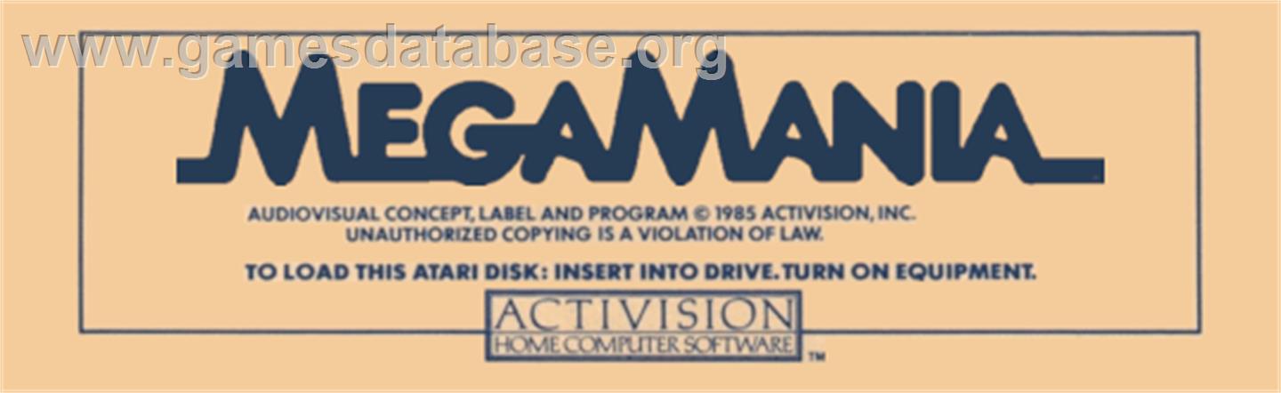 Megamania - Atari 8-bit - Artwork - Cartridge Top