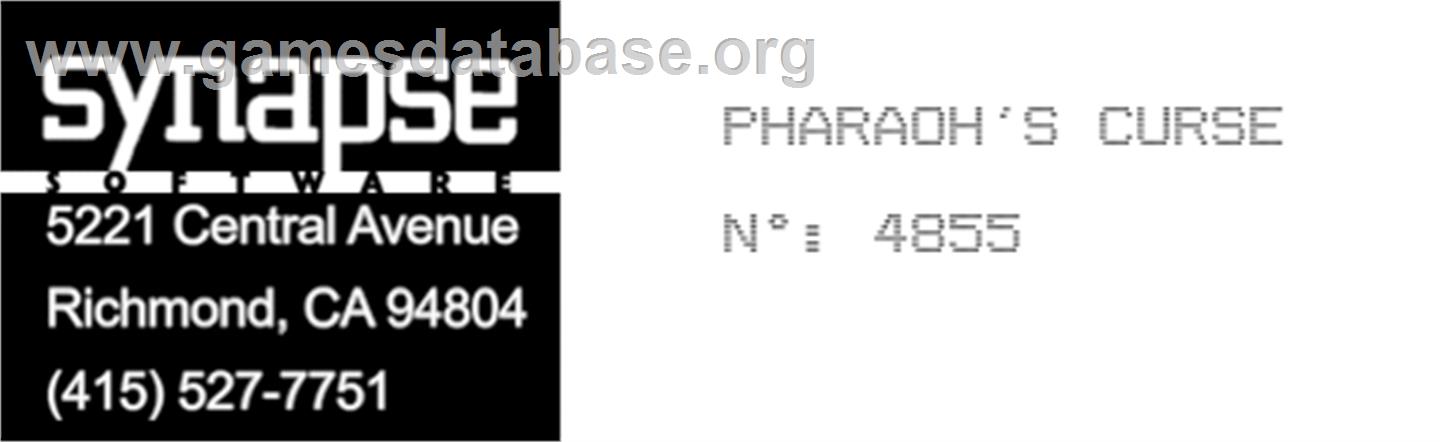 Pharaoh's Curse - Atari 8-bit - Artwork - Cartridge Top