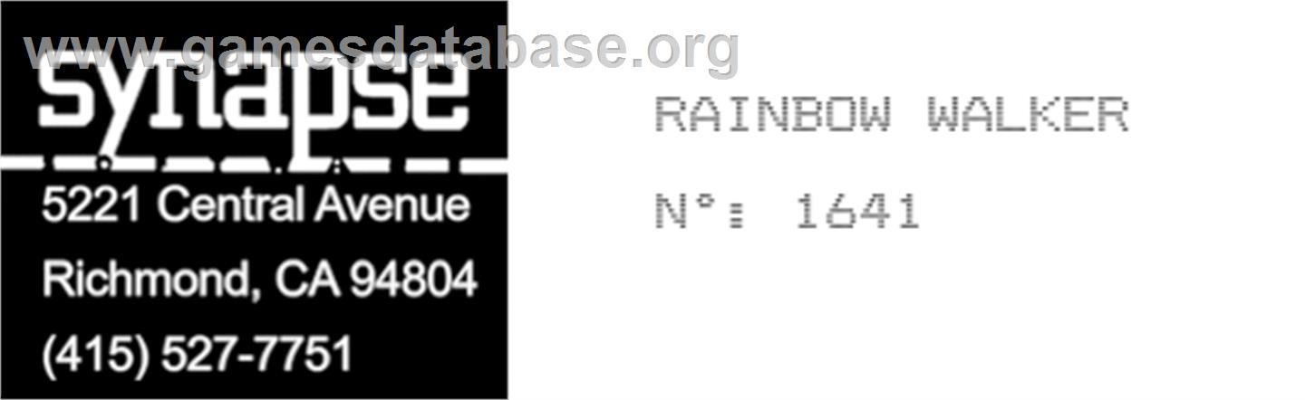 Rainbow Walker - Atari 8-bit - Artwork - Cartridge Top
