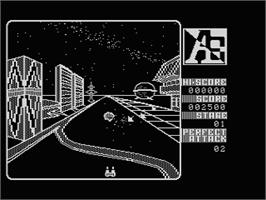 In game image of A.E. on the Atari 8-bit.