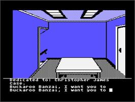In game image of Adventures of Buckaroo Banzai Across the Eighth Dimension on the Atari 8-bit.