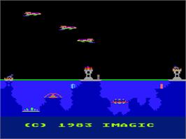In game image of Atlantis on the Atari 8-bit.