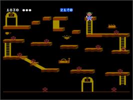 In game image of Bounty Bob Strikes Back on the Atari 8-bit.