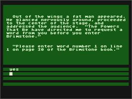 In game image of Brimstone on the Atari 8-bit.